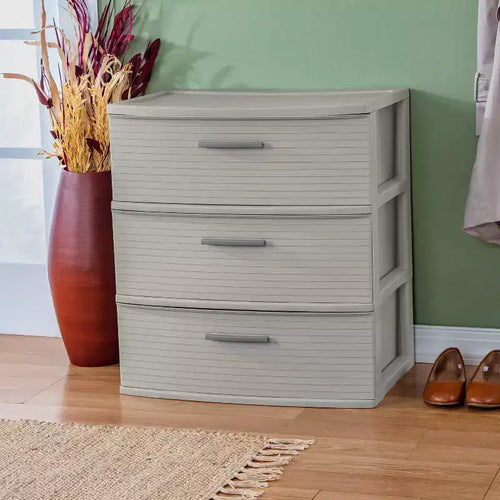 Tour large à 3 tiroirs gris foncé - Tiroirs de rangement en plastique, rangement universel portable, aucun assemblage requis