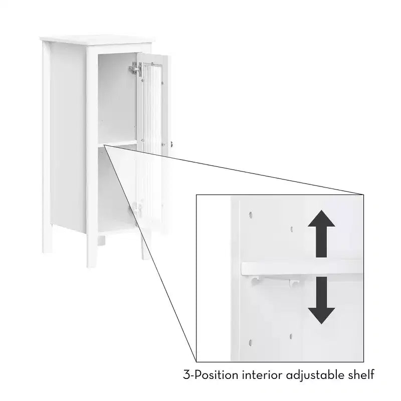 Meuble de rangement étroit pour salle de bain et buanderie à porte simple avec étagères réglables - Blanc