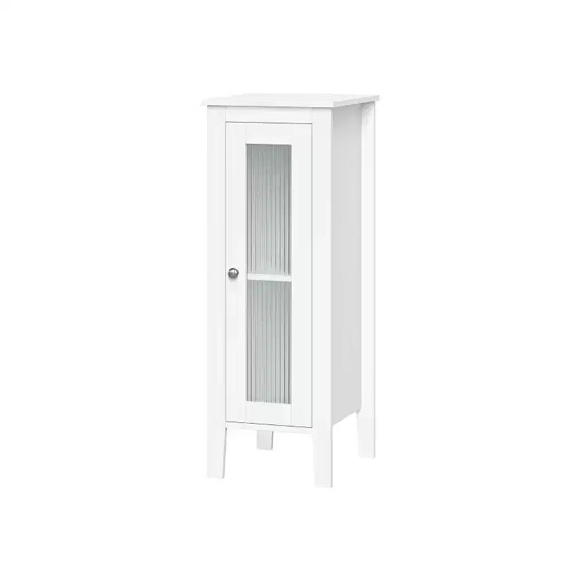 Meuble de rangement étroit pour salle de bain et buanderie à porte simple avec étagères réglables - Blanc