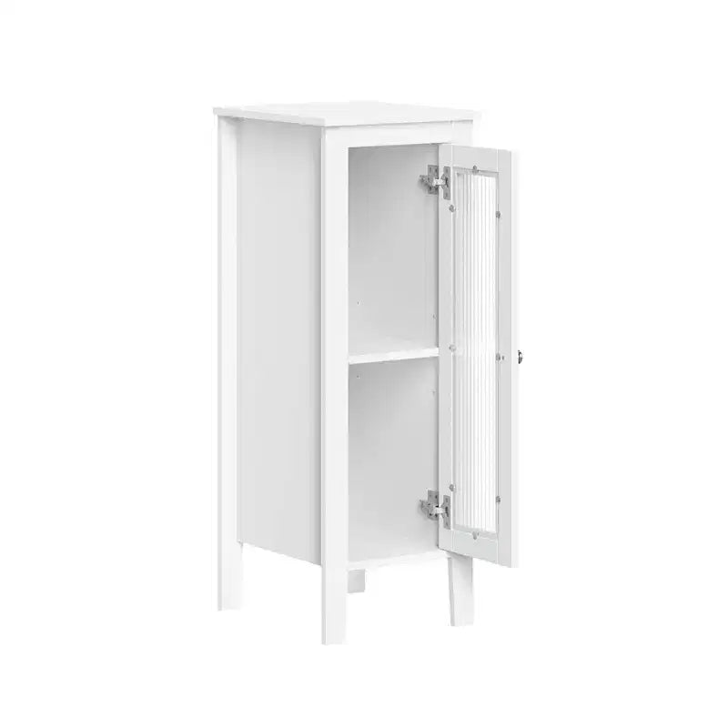Meuble de rangement étroit pour salle de bain et buanderie à porte simple avec étagères réglables - Blanc