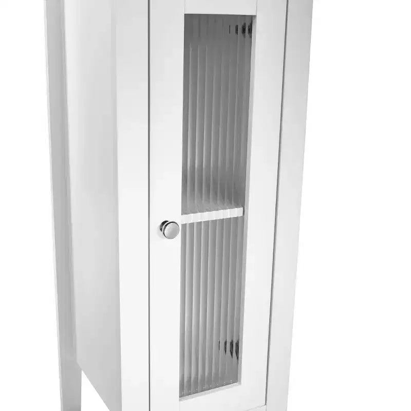Meuble de rangement étroit pour salle de bain et buanderie à porte simple avec étagères réglables - Blanc