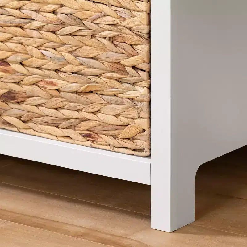 Commode pour enfant à 3 tiroirs avec paniers Blanc pur - Style Ferme, Rangement pour tout-petit