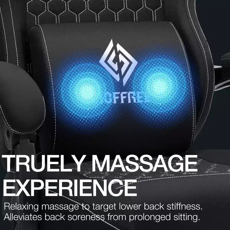 Chaise de bureau ergonomique de massage pour gamer en tissu respirant avec repose-pieds et réglable