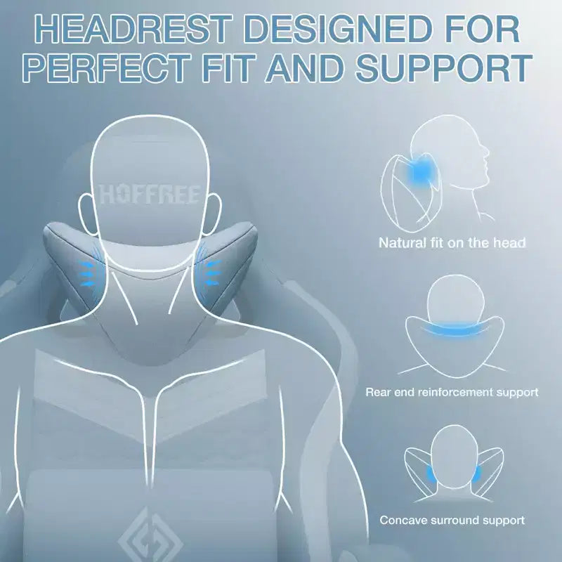 Chaise de bureau ergonomique de massage pour gamer en tissu respirant avec repose-pieds et réglable