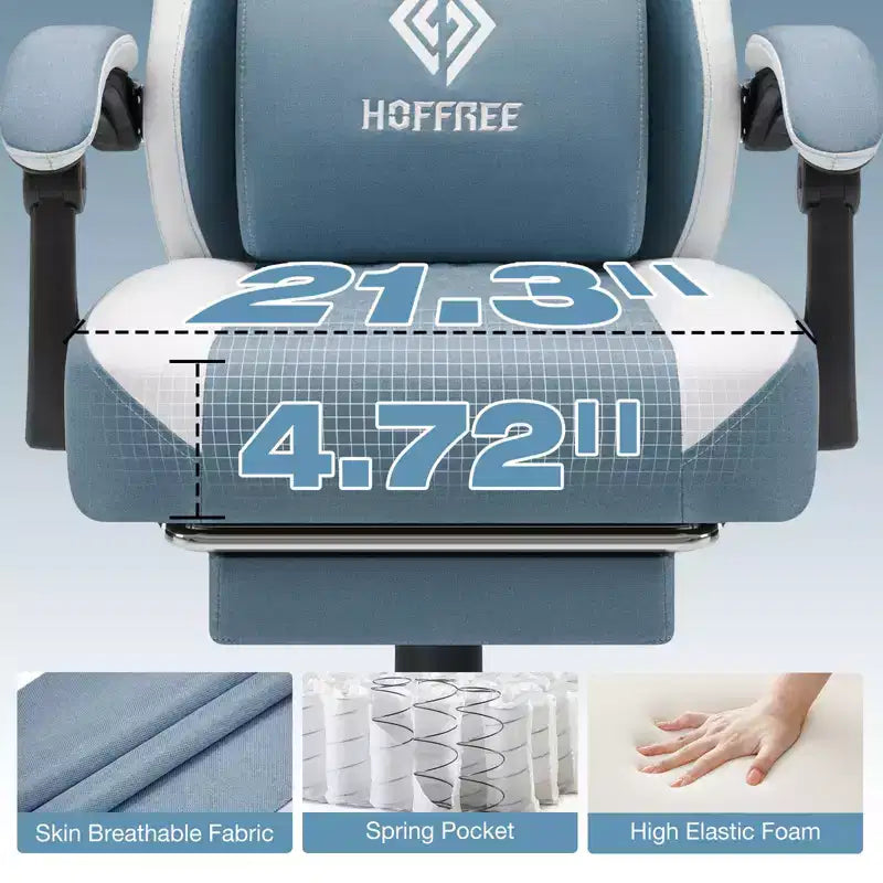 Chaise de bureau ergonomique de massage pour gamer en tissu respirant avec repose-pieds et réglable