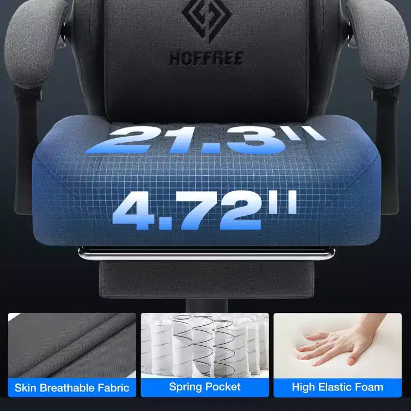 Chaise de bureau ergonomique de massage pour gamer en tissu respirant avec repose-pieds et réglable