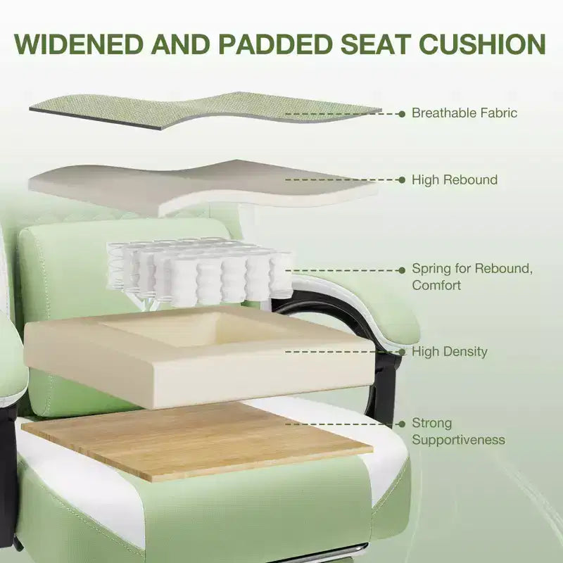 Chaise de bureau ergonomique de massage pour gamer en tissu respirant avec repose-pieds et réglable