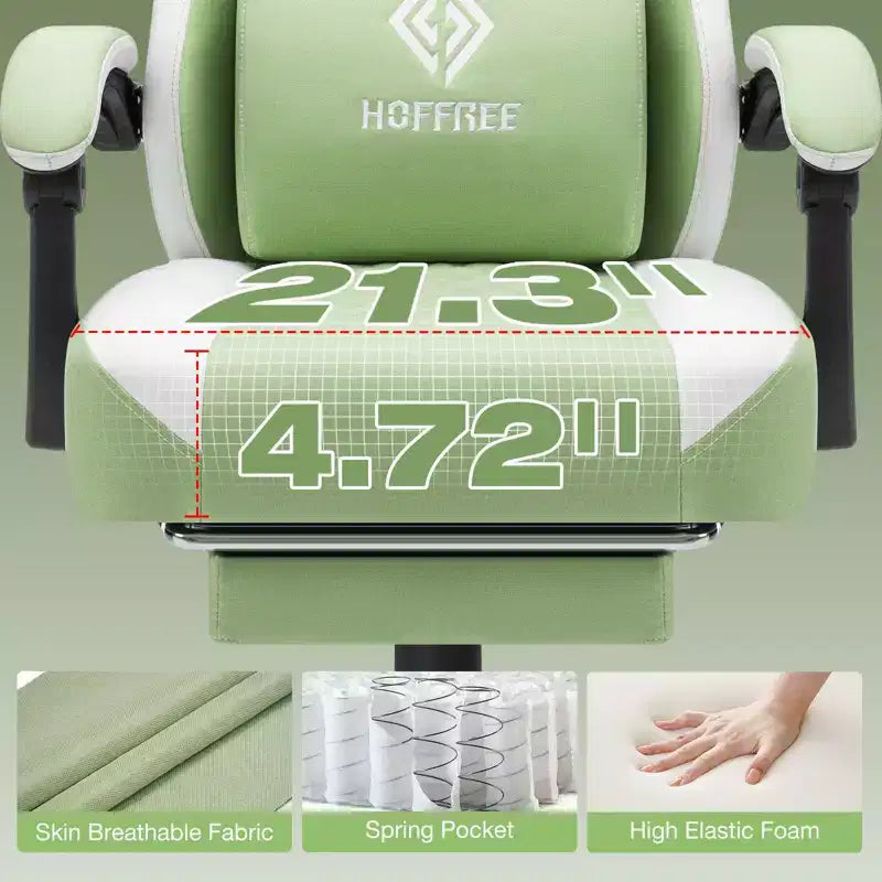 Chaise de bureau ergonomique de massage pour gamer en tissu respirant avec repose-pieds et réglable