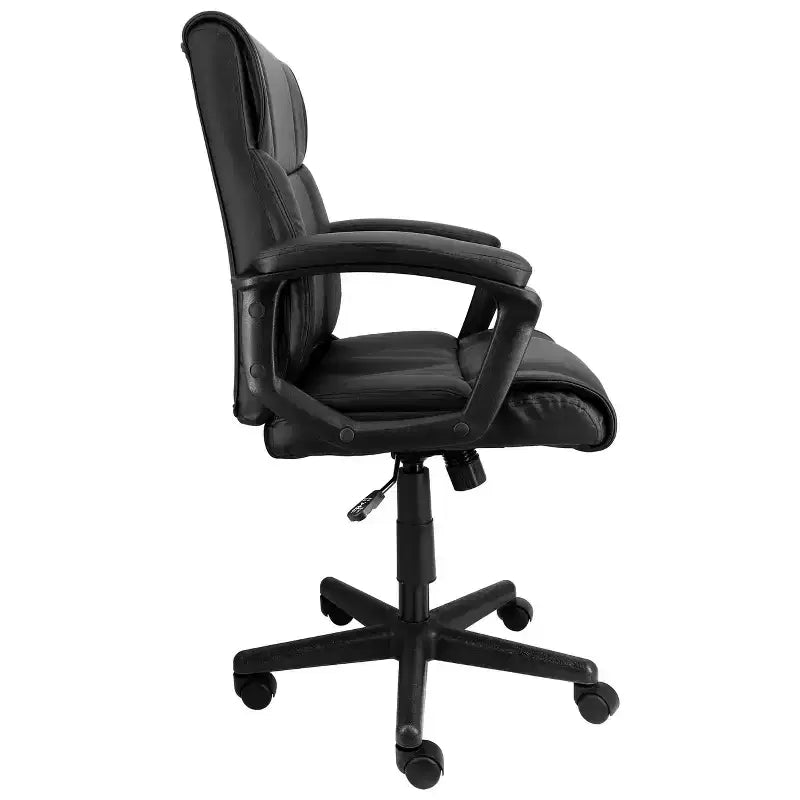 Chaise de bureau mi-haute réglable en similicuir noir