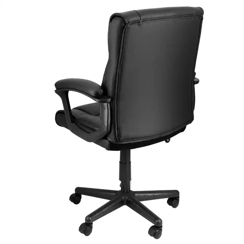 Chaise de bureau mi-haute réglable en similicuir noir