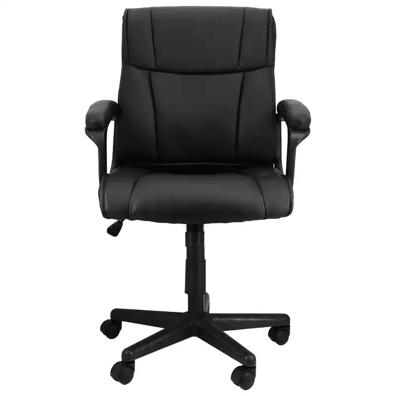 Chaise de bureau mi-haute réglable en similicuir noir