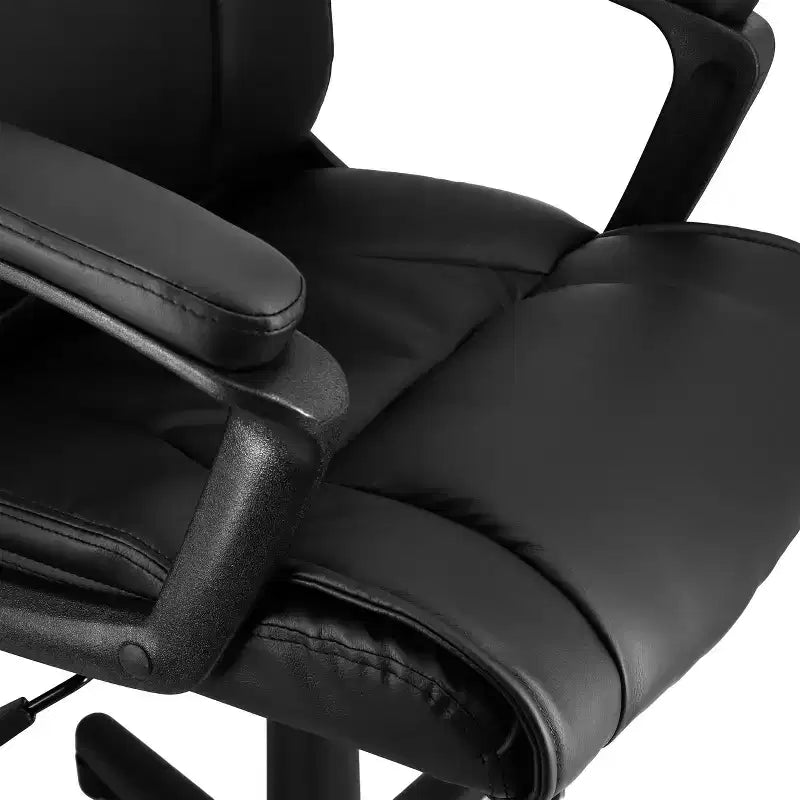 Chaise de bureau mi-haute réglable en similicuir noir