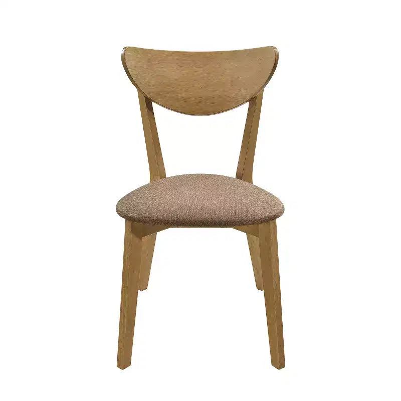 Lot de 2 chaises de salle à manger rembourrées, noyer clair et marron, style Mid-Century Modern