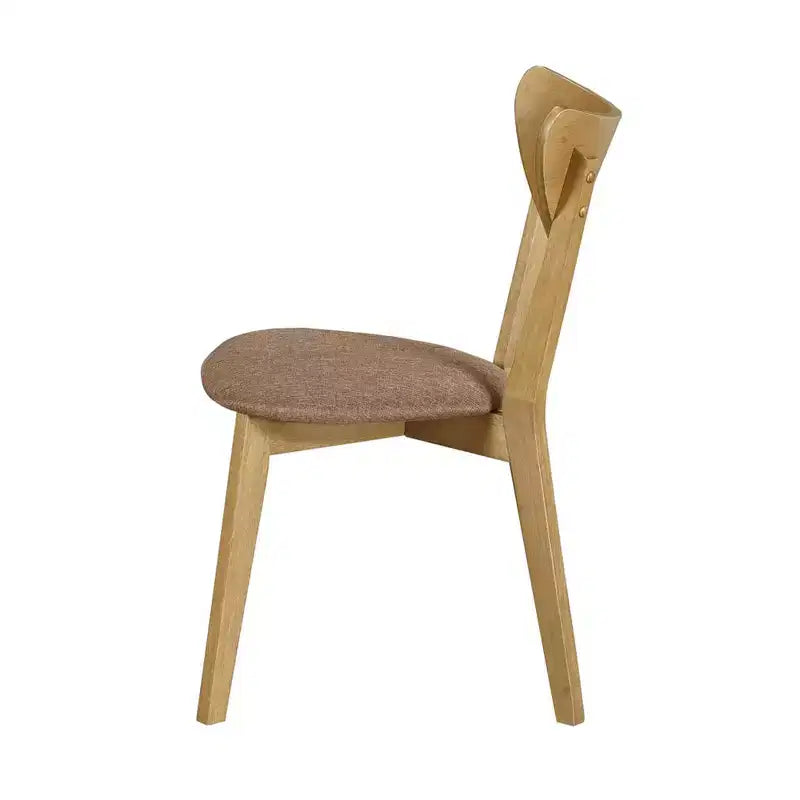 Lot de 2 chaises de salle à manger rembourrées, noyer clair et marron, style Mid-Century Modern