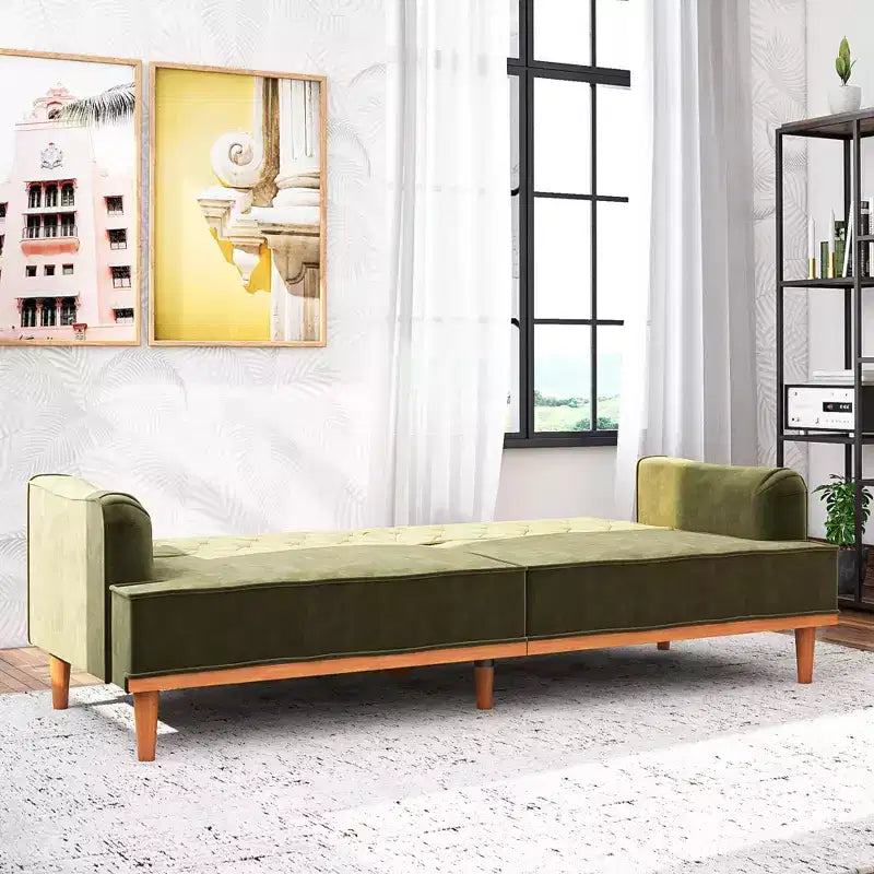 Canapé-lit futon vintage à ressorts, 3 places, dossier réglable séparément, coussin à ressorts ensachés