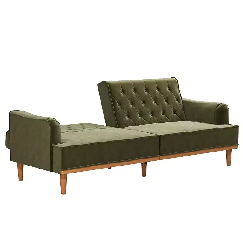 Canapé-lit futon vintage à ressorts, 3 places, dossier réglable séparément, coussin à ressorts ensachés