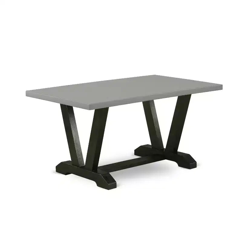 Table à manger rectangulaire V-Style 36x60", en bois d'hévéa, noir/gris