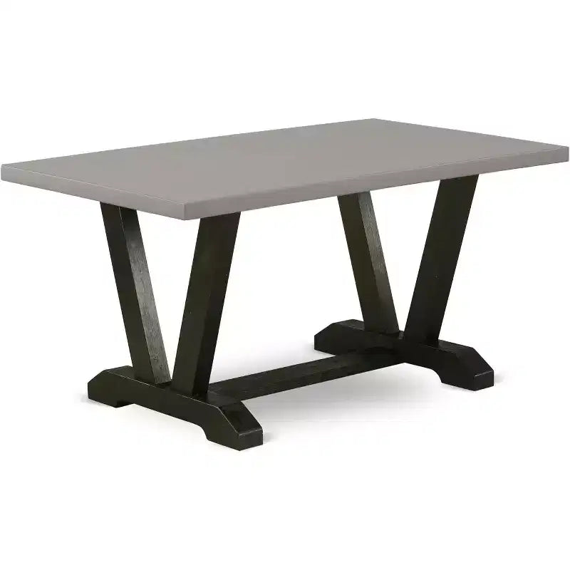 Table à manger rectangulaire V-Style 36x60", en bois d'hévéa, noir/gris