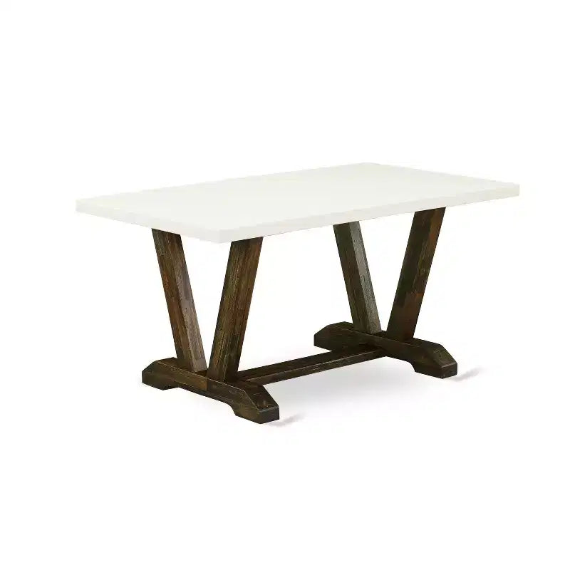 Table à manger rectangulaire V-Style 36x60", en bois d'hévéa, noir/gris