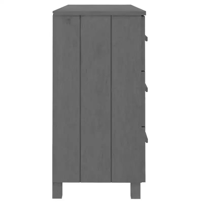 Commode 6 tiroirs en pin massif - Gris foncé