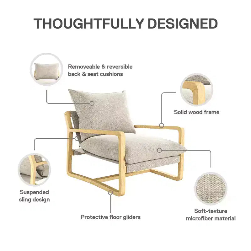 Chaise d'appoint en tissu rembourré à lanières