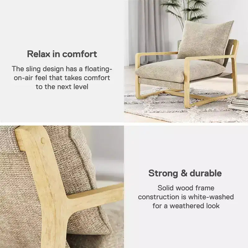 Chaise d'appoint en tissu rembourré à lanières
