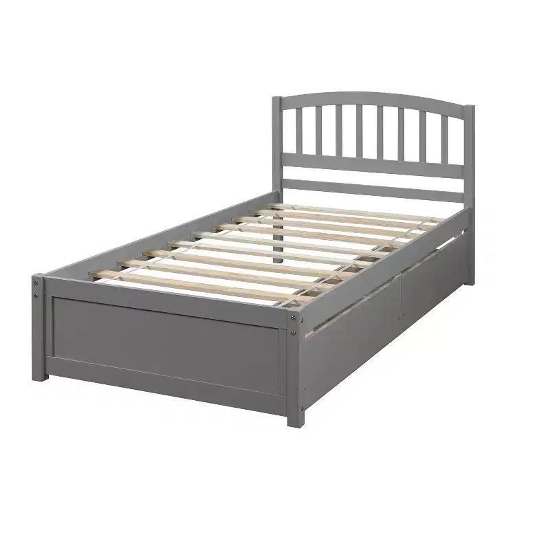 Lit plateforme de taille simple avec deux tiroirs et une tête de lit
