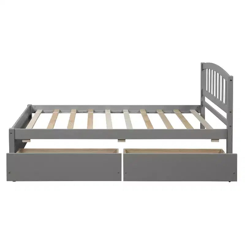 Lit plateforme de taille simple avec deux tiroirs et une tête de lit