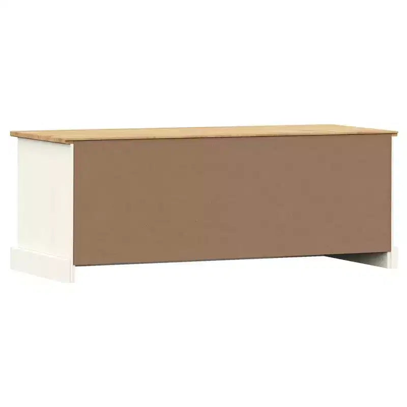 Meuble TV blanc en pin massif - 41,7x15,7x15,7 avec tiroir, étagère ouverte et placard