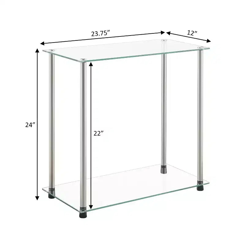 Table d'appoint rectangulaire en verre de couleur argent, hauteur 24 po, 1 pièce