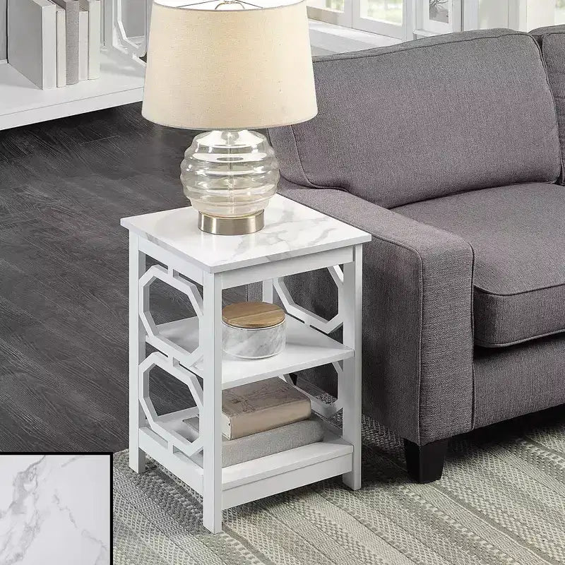 Table d'appoint rectangulaire en bois blanc de 23,75 po de haut, 1 pièce