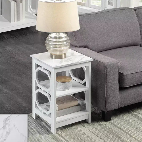 Table d'appoint rectangulaire en bois blanc de 23,75 po de haut, 1 pièce
