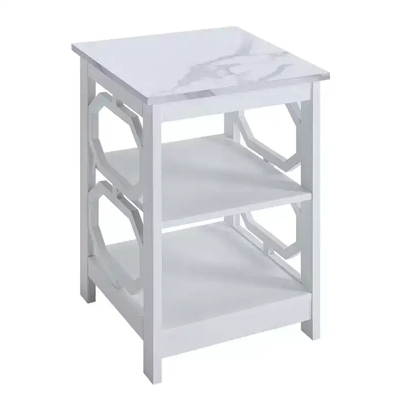 Table d'appoint rectangulaire en bois blanc de 23,75 po de haut, 1 pièce