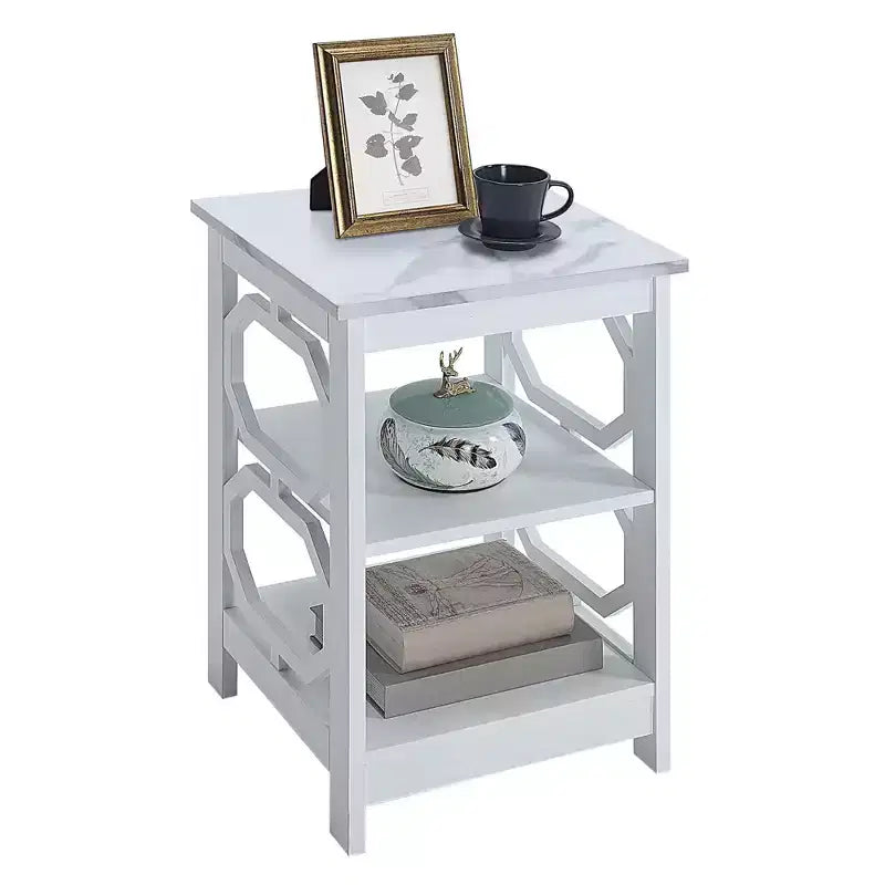 Table d'appoint rectangulaire en bois blanc de 23,75 po de haut, 1 pièce