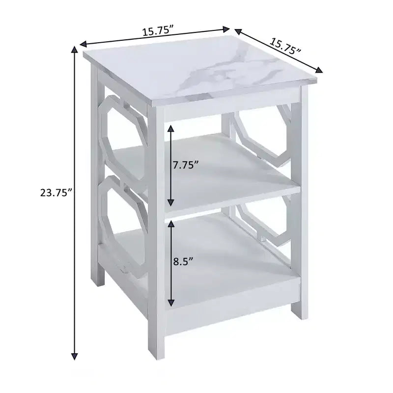Table d'appoint rectangulaire en bois blanc de 23,75 po de haut, 1 pièce
