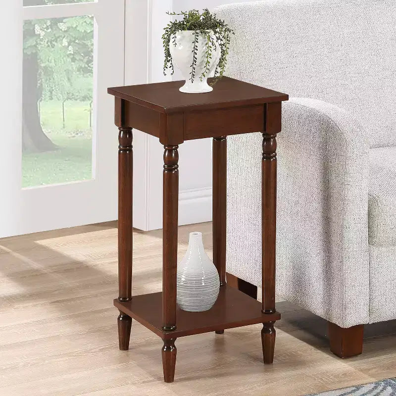 Table d'appoint rectangulaire 1 pièce en bois marron, hauteur 28 po