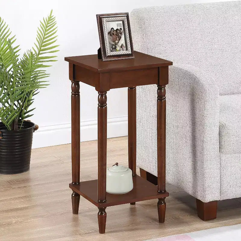 Table d'appoint rectangulaire 1 pièce en bois marron, hauteur 28 po