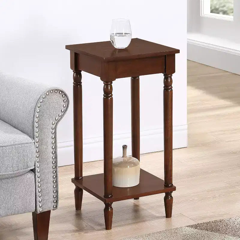 Table d'appoint rectangulaire 1 pièce en bois marron, hauteur 28 po