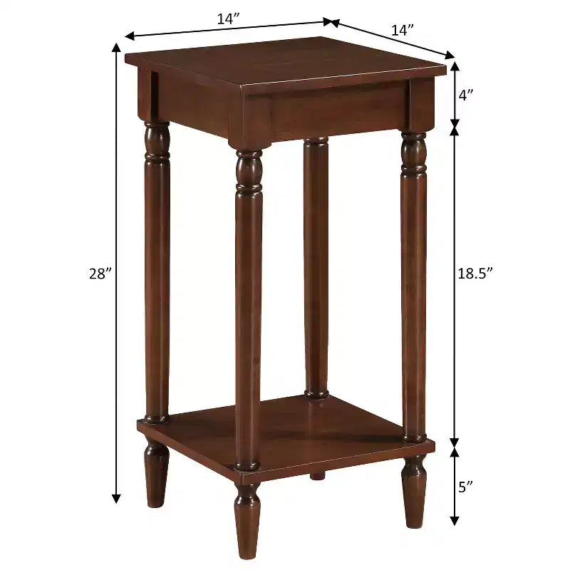 Table d'appoint rectangulaire 1 pièce en bois marron, hauteur 28 po