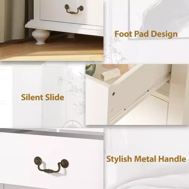Commode à 9 tiroirs, commode rustique en bois avec poignées en métal, organisateur de rangement pour chambre à coucher, salon