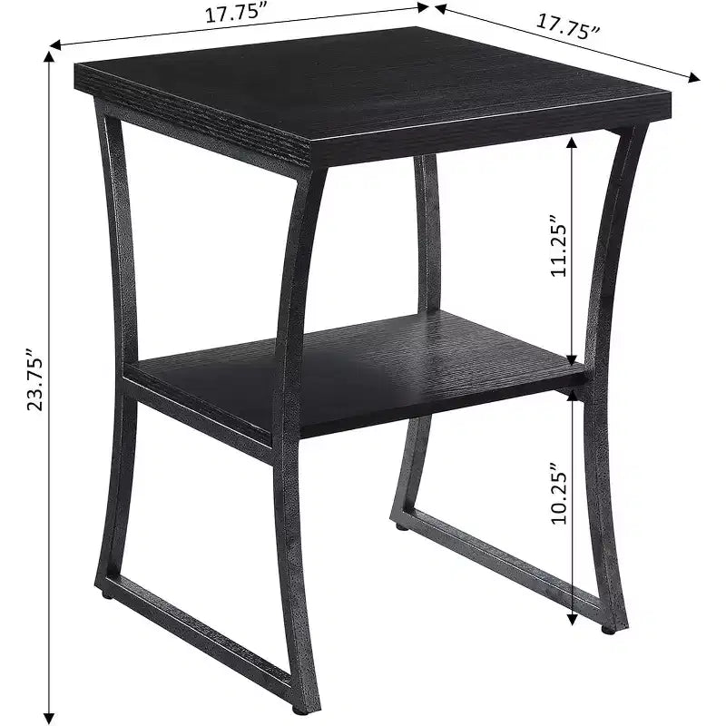 Table d'appoint à trois niveaux avec étagères ouvertes, design cadre croisé, espresso/gris ardoise