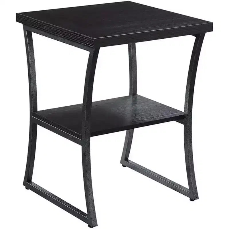 Table d'appoint à trois niveaux avec étagères ouvertes, design cadre croisé, espresso/gris ardoise