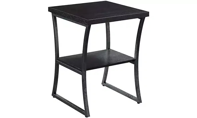 Table d'appoint à trois niveaux avec étagères ouvertes, design cadre croisé, espresso/gris ardoise