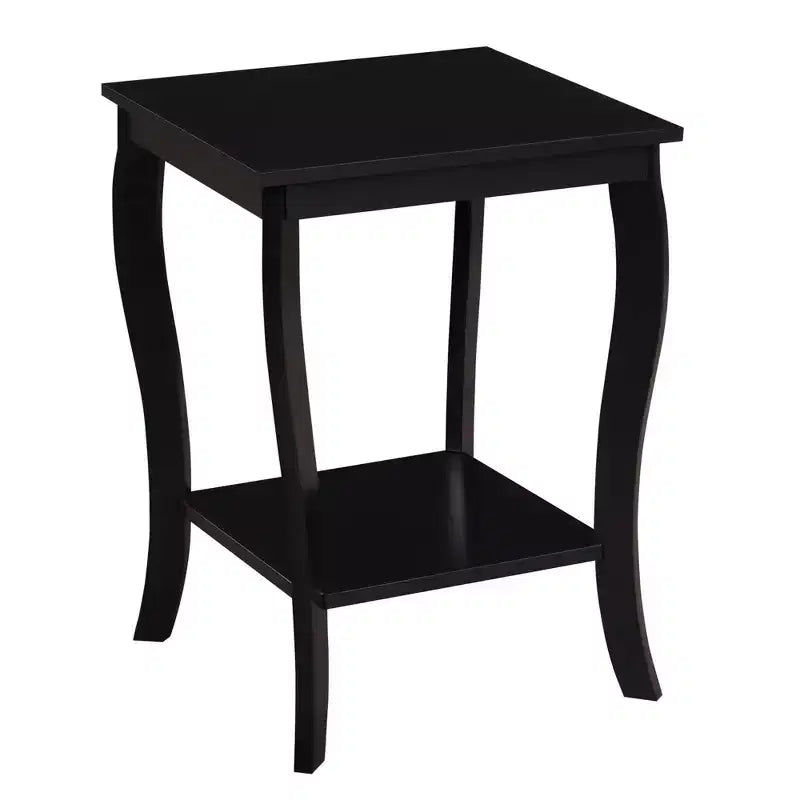 Table d'appoint carrée avec deux étagères, style classique de transition, noire