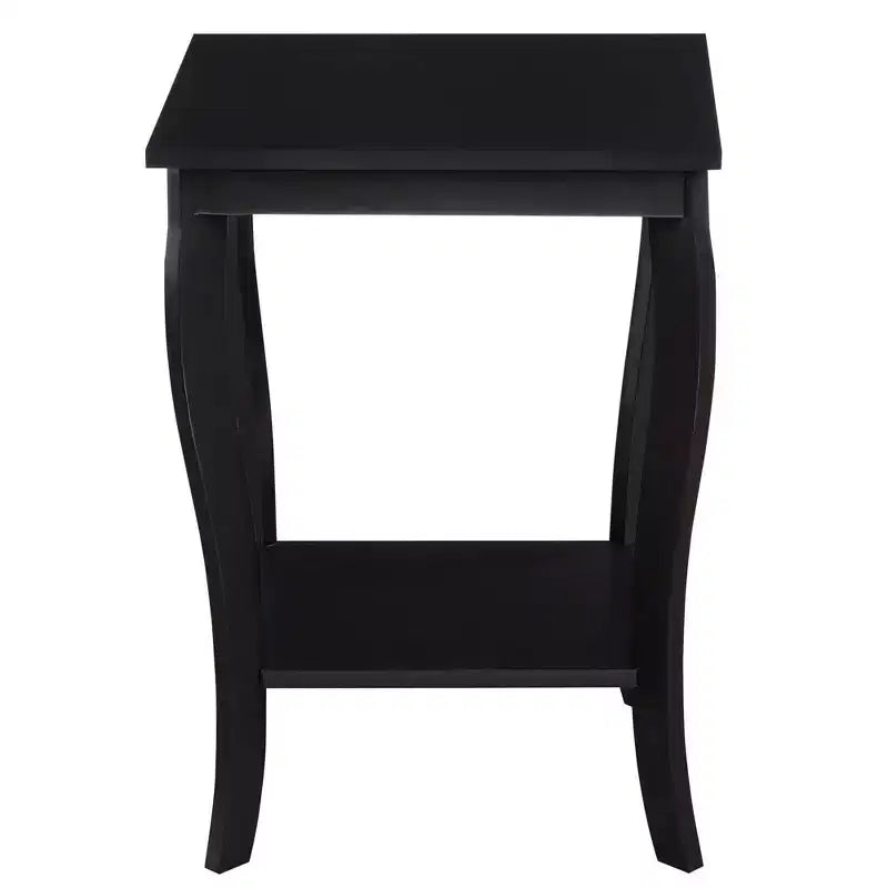 Table d'appoint carrée avec deux étagères, style classique de transition, noire