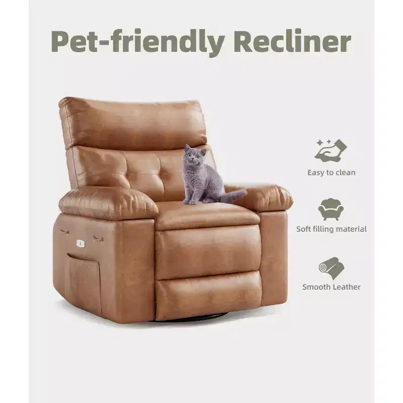 Fauteuil inclinable, pivotant et berçant extra-large avec massage, planeur rembourré