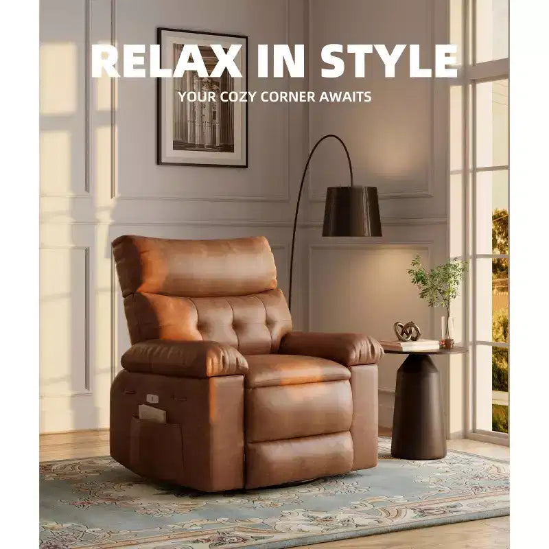 Fauteuil inclinable, pivotant et berçant extra-large avec massage, planeur rembourré