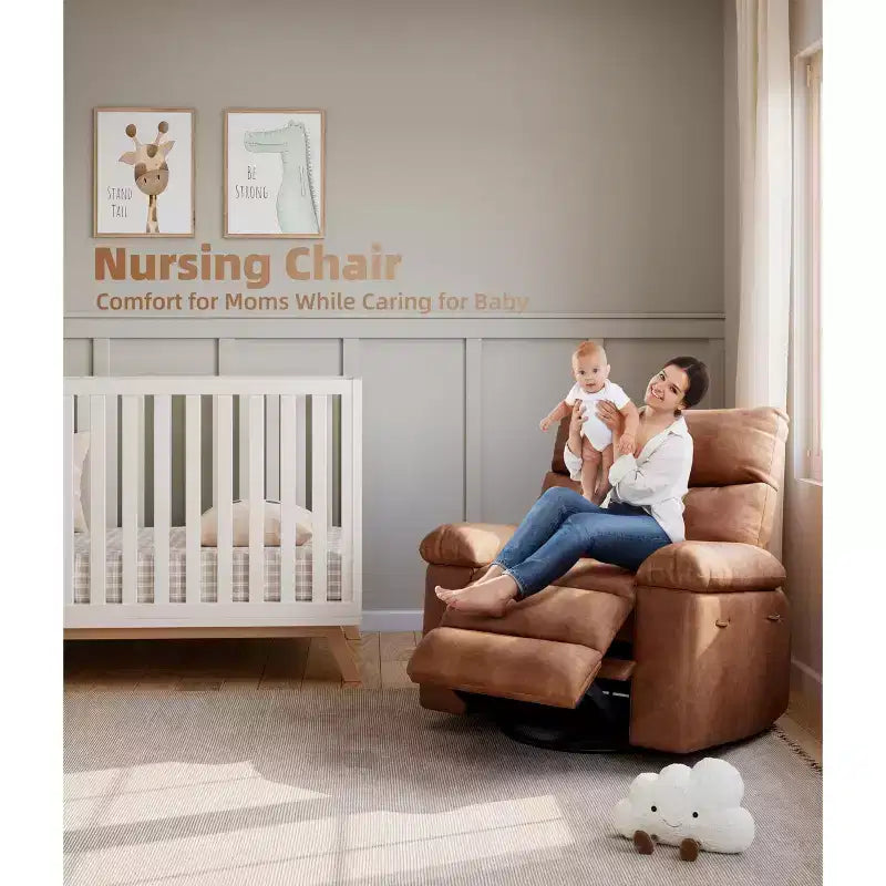 Fauteuil inclinable, pivotant et berçant extra-large avec massage, planeur rembourré