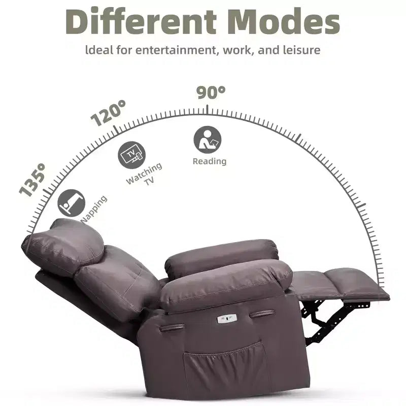 Fauteuil inclinable, pivotant et berçant extra-large avec massage, planeur rembourré