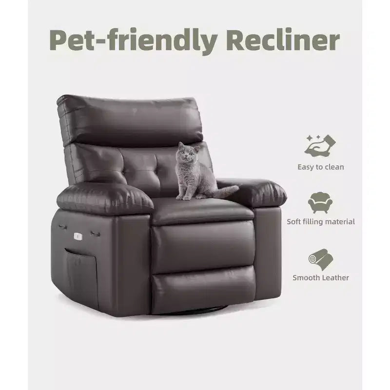 Fauteuil inclinable, pivotant et berçant extra-large avec massage, planeur rembourré